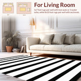 Monochrome Cabana Striped Woven for Entryway Chic Home Decor(Black)