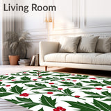 Holly Berry Vine Botanical Print Doormat Yuletide(Green)