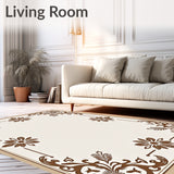 Distressed Vintage Overdyed with Faded Botanical Motifs(Brown)