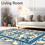 Folk Art Floral Scrollwork with Interlocking Motifs (Beige)