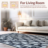 Ultra Soft Area Rug, Non Slip, Stain Resistant, Washable Area Rugs for Living Room, Bedroom, Checkered Geometric(Black)