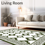 Tile Inspired Quatrefoil Motif Fuzzy Shag (Green) - ODIKA