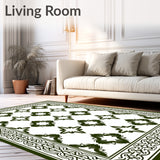Tile Inspired Quatrefoil Motif Fuzzy Shag (Green) - ODIKA