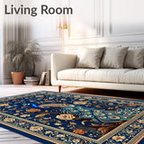 Elegant Peacock Plumage Rug(Blue)