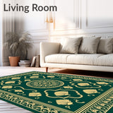 Symmetrical Art Fan Tiles with Interlocking Scrollwork Accents(Green)