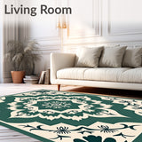 Elegant Interlocking Chevron with Vintage Floral Accents(Green)