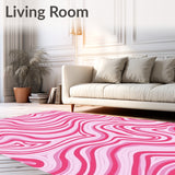 Abstract Brushstroke Interlocking Design with Dynamic Fluid Forms(Pink)