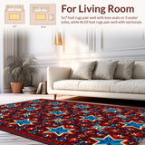 Ultra Soft Area Rug, Non Slip, Stain Resistant, Washable Area Rugs for Living Room, Bedroom, Texas Flag Pentagram Shag(Red)