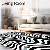 Sophisticated Zigzag Waves with Minimalist Symbol Accents (Black)