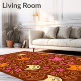 Calavera Cat Carnival With Festive Petals Design(Brown)