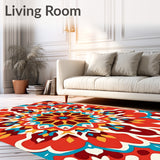 Eclectic Boho Starburst Medallion with Interlocking Petal Motifs(Red)