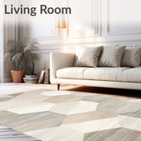 Contemporary Handcrafted Area with Interlocking Hexagon(Beige)