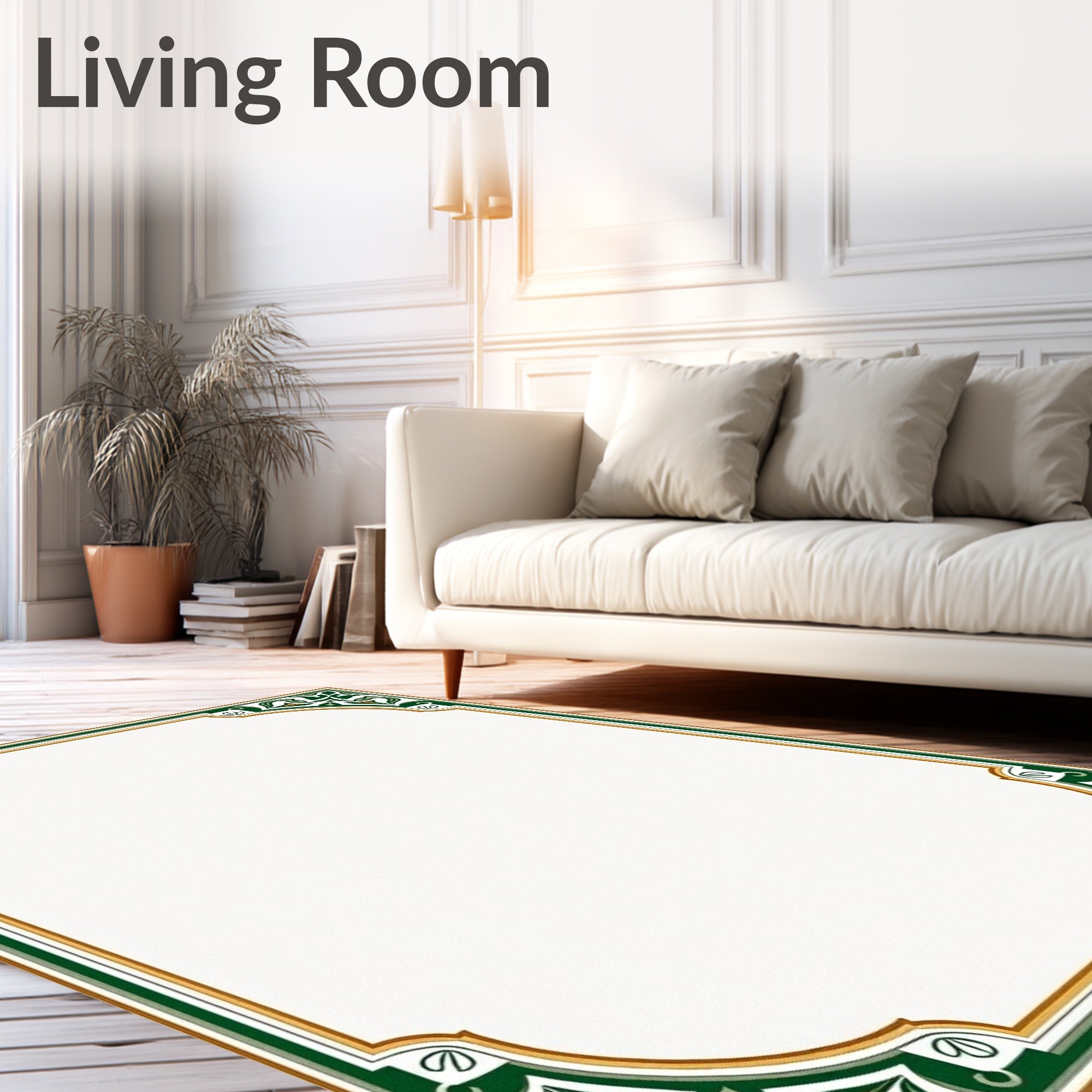 Traditional Paisley Swirl Arrangement with Ornate Border Accents (Green) - ODIKA