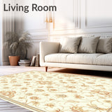 Elegant Scrollwork Area with Cream and Beige Damask Motifs for Classic Style(Beige)