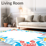 Delicate Floral Medallion Motifs in Repeating Symmetrical Layout (Blue) - ODIKA