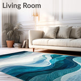 Coastal Breeze Area Rug Grey & Blue Washable Carpet(Blue)