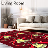 Festive Jingle Bell Cascade Half Moon Doormat with Ribbons(Red)