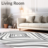 Abstract Art Lines with Edged Chevron Motifs(White)
