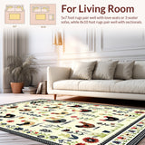 Whimsical Barnyard Chicken & Floral Rug(Ivory)