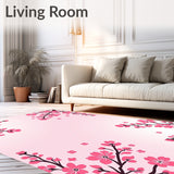 Blooming Cherry Blossom Branch with Scattered Petal Design (Pink) - ODIKA