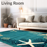 Coastal Serenity Starfish Round Accent Dark Turquoise Mocha Beige(Blue)