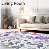 Fantasy Flowers Rug Light Grey & Purple(Purple)