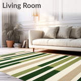 Terrace Collection Striped Weatherproof Area Beige Forest Green(Green)