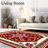 Classic Interlocking Festive Snow Medallion with Vintage Borders(Red)