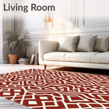 Interlocking Lattice with Warm Earth Tones(Red)