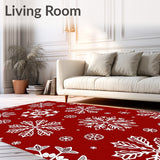 Festive Snowflake Wonderland Holiday Floor Covering(Red)