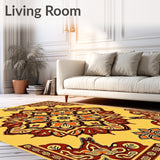 Vintage Inspired Floral Medallion with Interlocking Abstract Motifs(Yellow)