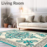 Wave Medallion with Intricate Border Design(Blue)