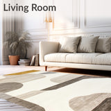 Beige Floor Non Slip Abstract Art for Modern Home Decor(Gray)