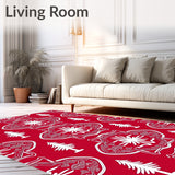 Snowflake Medley Interlocking Motif with Festive Tree Accents(Red)
