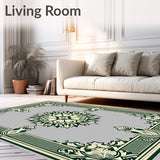 Vintage Botanical Medallion with Ivy Leaf Border Details(Green)