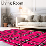 Festive Tartan Accent Featuring Crosshatch Grid Motifs(Pink)