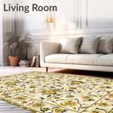 Artistic Floral Kitchen Mat with Dynamic and Natural Color Palette(Beige)