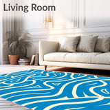Modern Interlocking Waves with Abstract Ripple Motifs and Minimalist Accents (Blue)