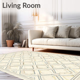 Beige Neutral Trellis Featuring Layered Low Profile Diamond Motifs(Beige)