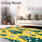 Enchanted Forest Pine Tree Snow Covered Landscape Holiday Floor Covering(Yellow)