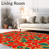 Classic Poinsettia Blossom with Traditional Winter Floral Motifs(Red)