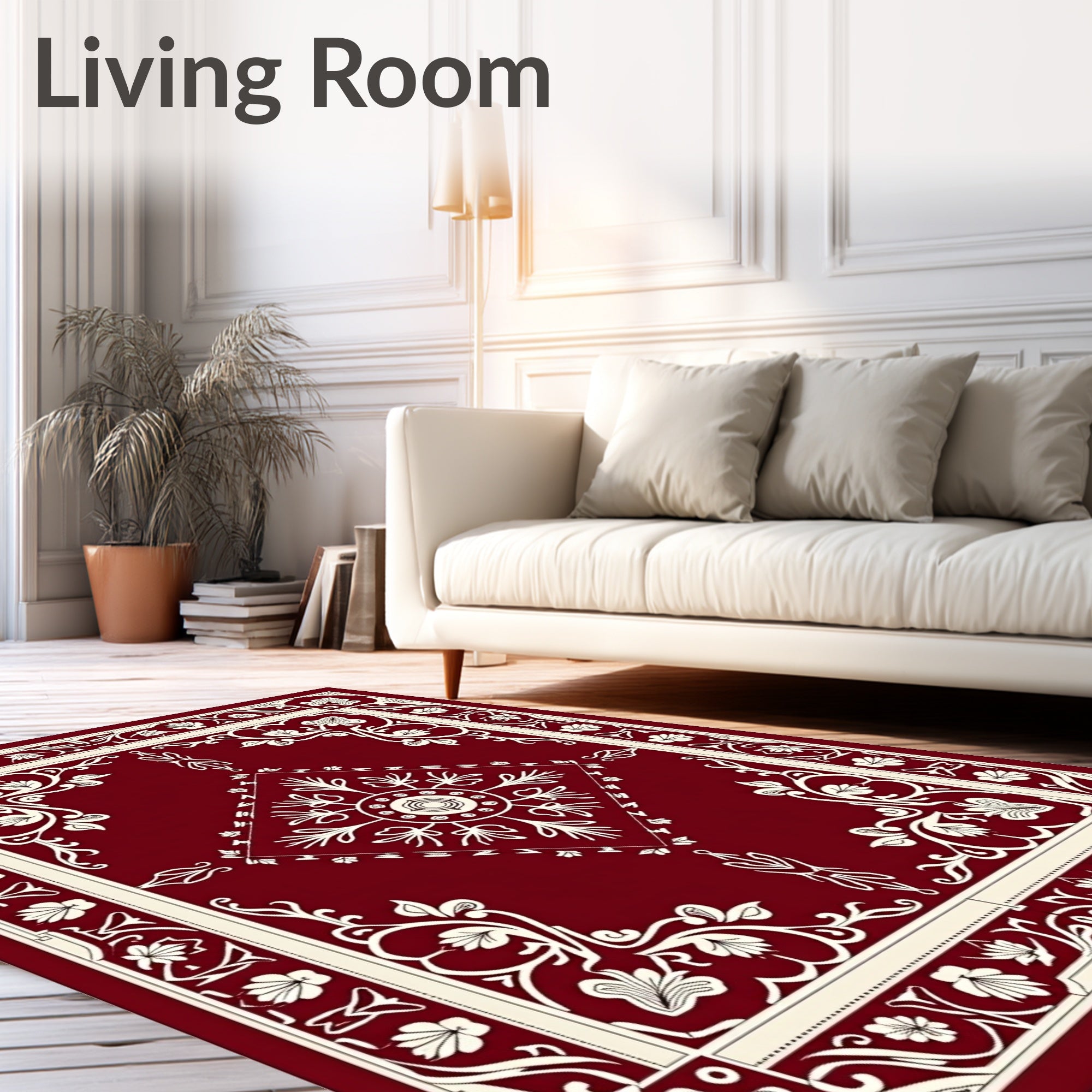 Baroque Garden Lattice with Ornate Blooming Vines (Red) - ODIKA