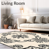 Classic Damask Inspired with Symmetrical Interlocking Flourishes (Beige) - ODIKA