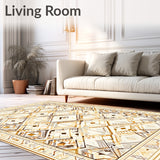Geometric Diamond Contemporary Beige Brown Design(Beige)