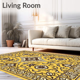 Elegant Damask Scroll Distressed Ancient Arabesque Decorative(Yellow)