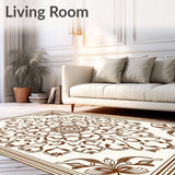 Boho Interlocking Tiled Motif with Ornate Floral Details(Brown)
