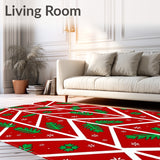 Holiday Chevron with Mistletoe Sprigs and Twinkle Dot Embellishments(Red)