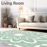 Abstract Floral Medallion Featuring Interlocking Petal Shapes and Swirls(Green)