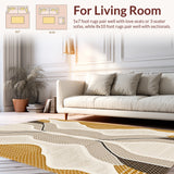 Ultra Soft Area Rug, Non Slip, Stain Resistant, Washable Area Rugs for Living Room, Bedroom, Ultra-Thin Modern Print(Beige)