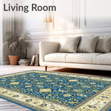 Elegant Oval Area Azure Design(Blue)